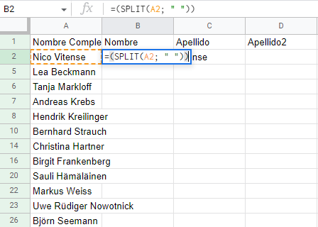 Nombre Apellidos csv