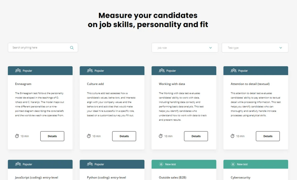Pre-employment tests to evaluate candidates’ skillsets